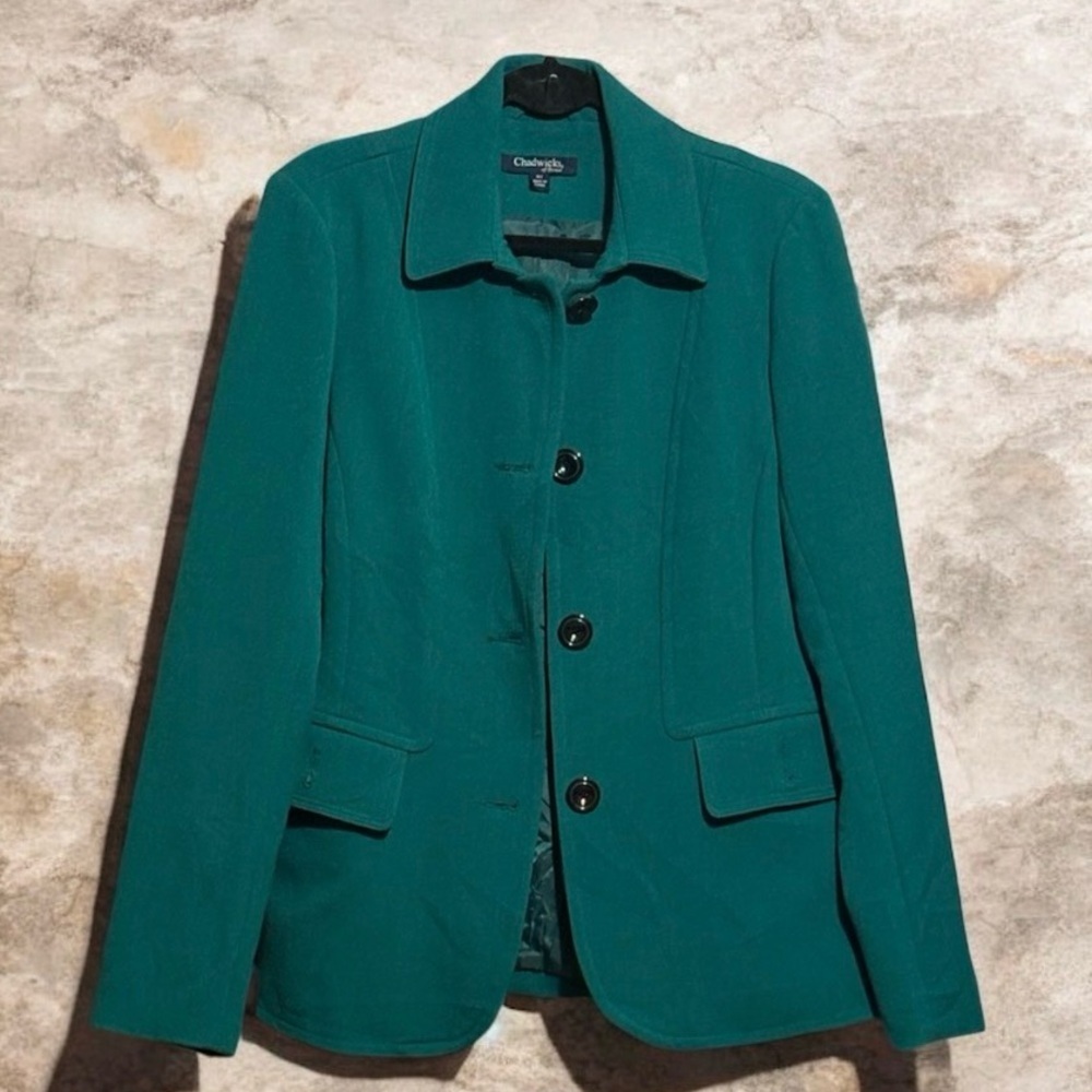 Chadwick’s Teal Button-Up Blazer SZ M